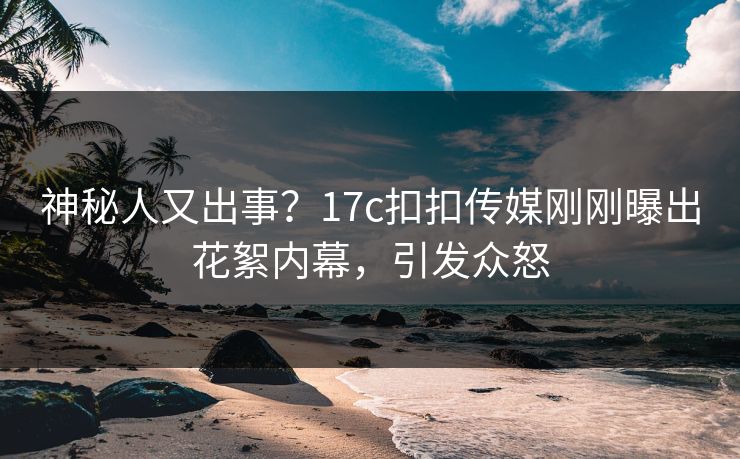 神秘人又出事？17c扣扣传媒刚刚曝出花絮内幕，引发众怒